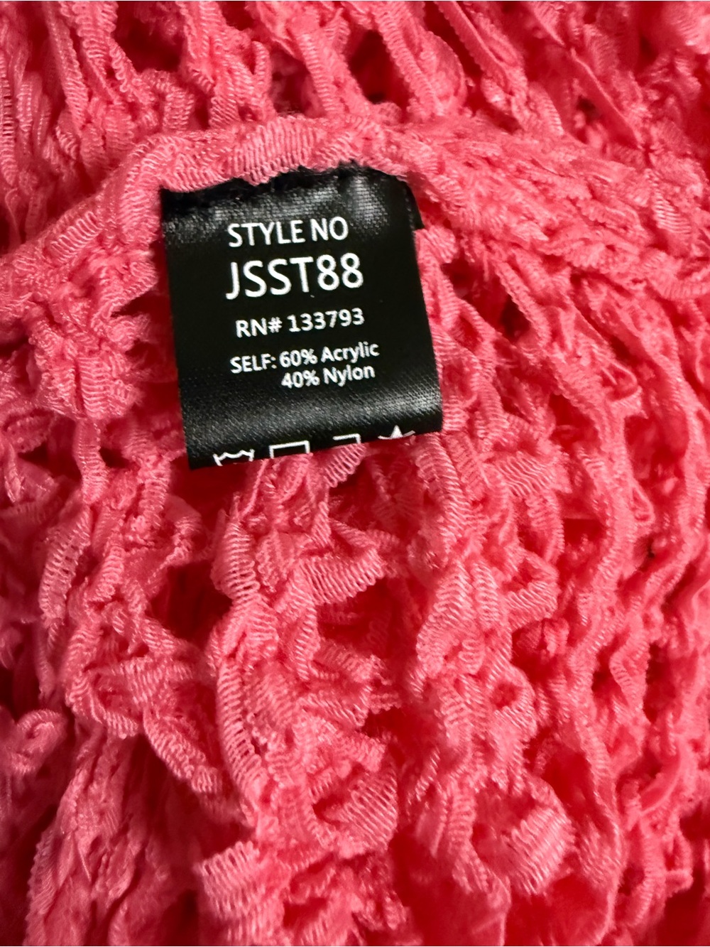 🌸 POL Boutique Hot Pink Open Knit Sweater | Boho Beachy Layering Top PTP 22” - Picture 6 of 7
